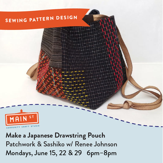 Patchwork & Sashiko: Make a Japanese Drawstring Pouch